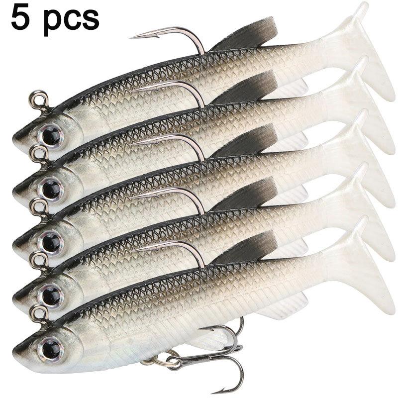 1/5pcs 8cm/3.15in Fishing Lures Paddle Tail Soft Plastic Swimbaits For Bass Trout Walleye Crappie Saltwater Freshwater