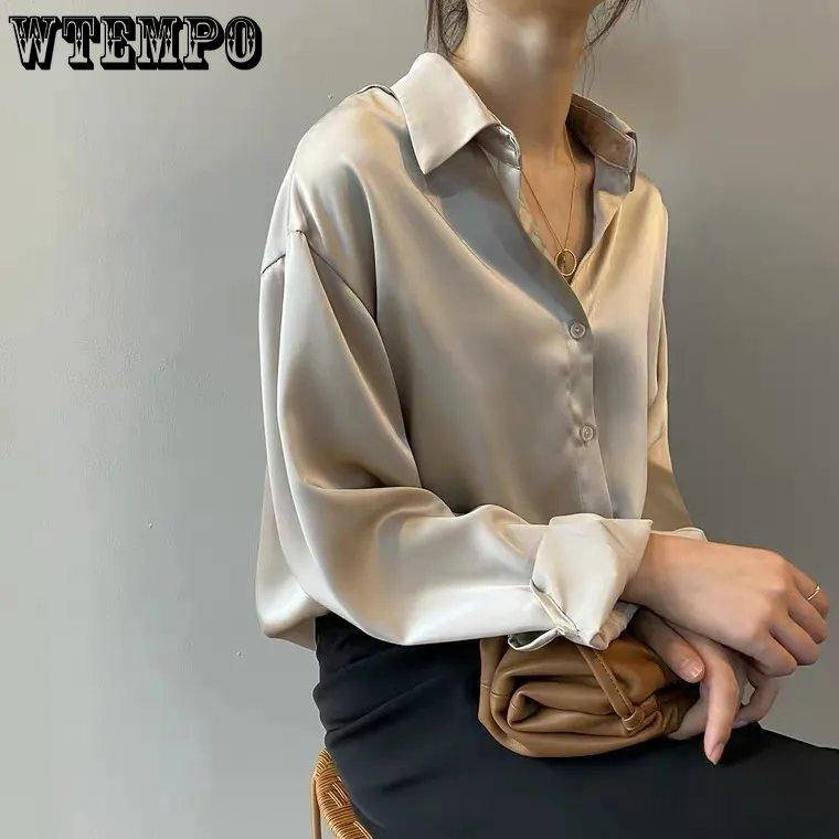 

Женская атласная шелковая блузка с длинными рукавами и баской с драпировкой, винтажные повседневные топы больших размеров, женские рубашки с длинными рукавами 2XL абрикосовый