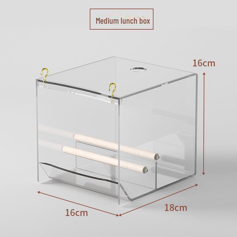 Parrot Acrylic No-Spill Auto Feeder & Splash-Proof Bird Food Bowl