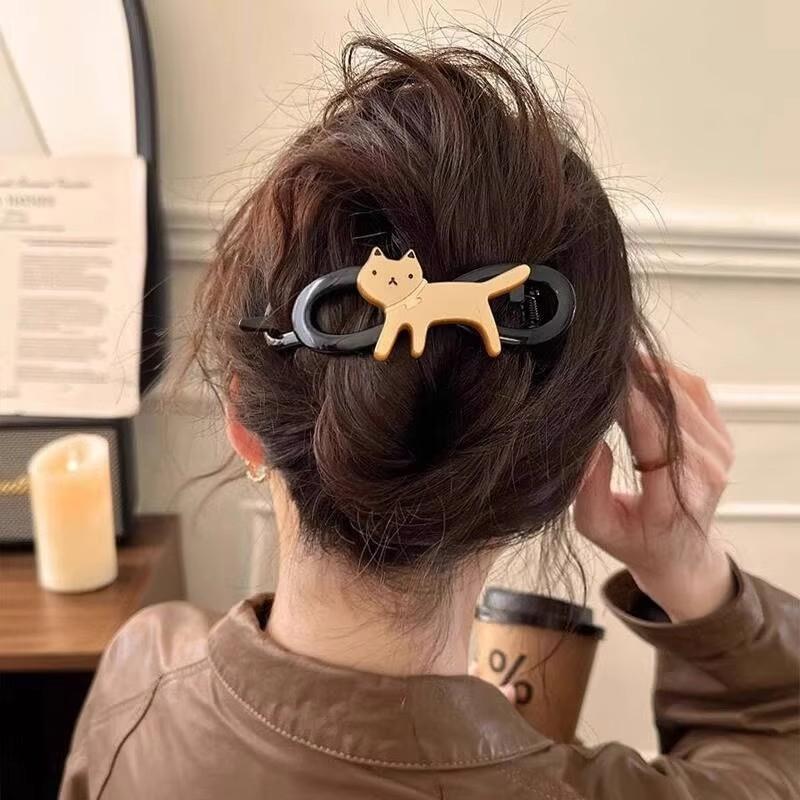 Fashion Leopard Print Twist Hair Clips Pu-Leather Hairgrips Korean Simple Cartoon Cat Hairpins Barrettes Girls Hair Accessories Gift