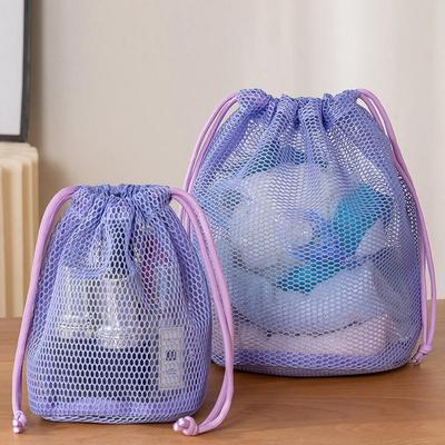 Lightweight Women Mesh Shower Caddy Bag Portable Travel Mini Toiletry Cosmetic Bag for Beach Swimming Dorm