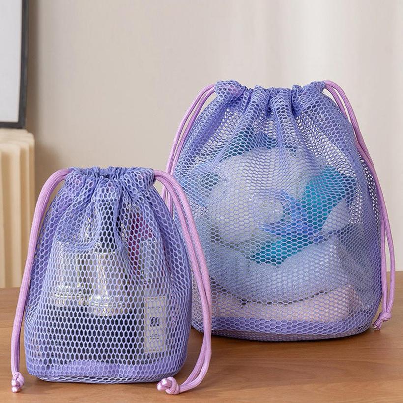 Lightweight Women Mesh Shower Caddy Bag Portable Travel Mini Toiletry Cosmetic Bag for Beach Swimming Dorm