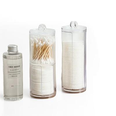 Makeup Organizer Cosmetic Storage Box Organizador Cotton Swab Holder Cotton Pad Box Clear Plastic Box with Lid Dust-proof Rattan
