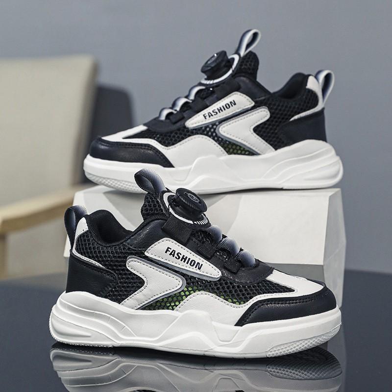Kids Breathable Mesh Sneakers With Rotary Buckle Lightweight Running Shoes Boys Girls US 13