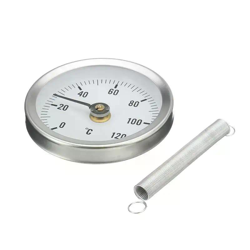 Termometro a pinza in acciaio inossidabile per tubi 0-120℃ Molla riscaldante su tubo 63mm Strumento industriale Indicatore temperatura metallica a molla