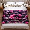 Skull Gothic Theme Soft Blanket Personalized Custom Name Text Print Warm Blanket Home Sofa Bedroom Decor