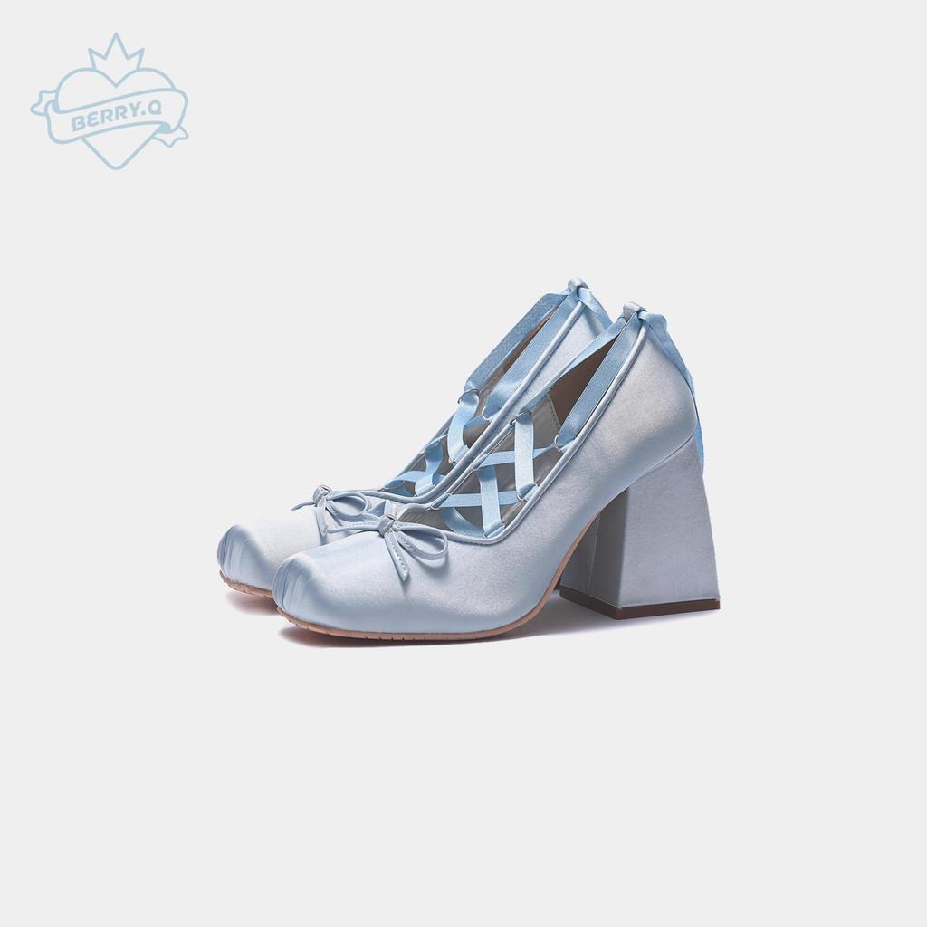 Satin Ribbon Bow Cross-Strap Mary Jane Ballet Flats 2025
