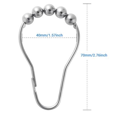 Shower Curtain Hooks Metal Shower Curtain Rings Anti-Drop Shower Hooks for Bathroom Shower Rod Roller Glide Shower Curtain