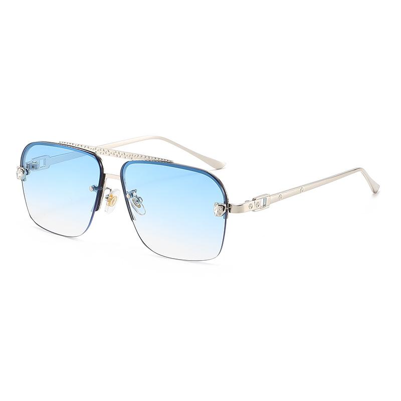 New sunglasses men's and women's big face thin square driving glasses UV protection trend half frame sunglasses