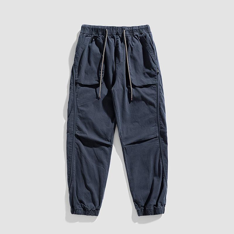 Summer new wide-version overalls men's high-end loose sweatpants men's pants casual high-end men's pants trendy brand