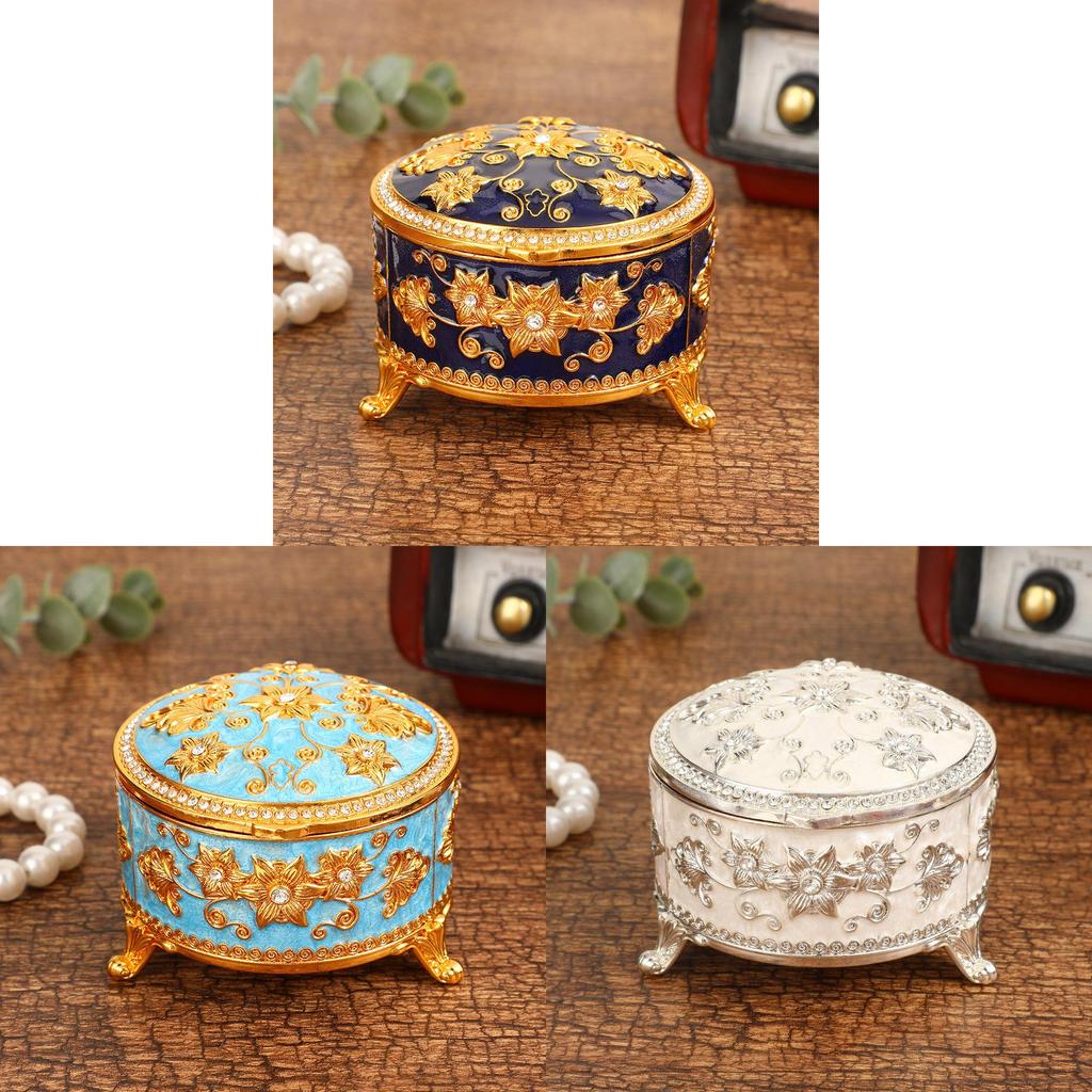 Creative Vintage Luxury Jewelry Box With Flower Pattern For Gift And Collection