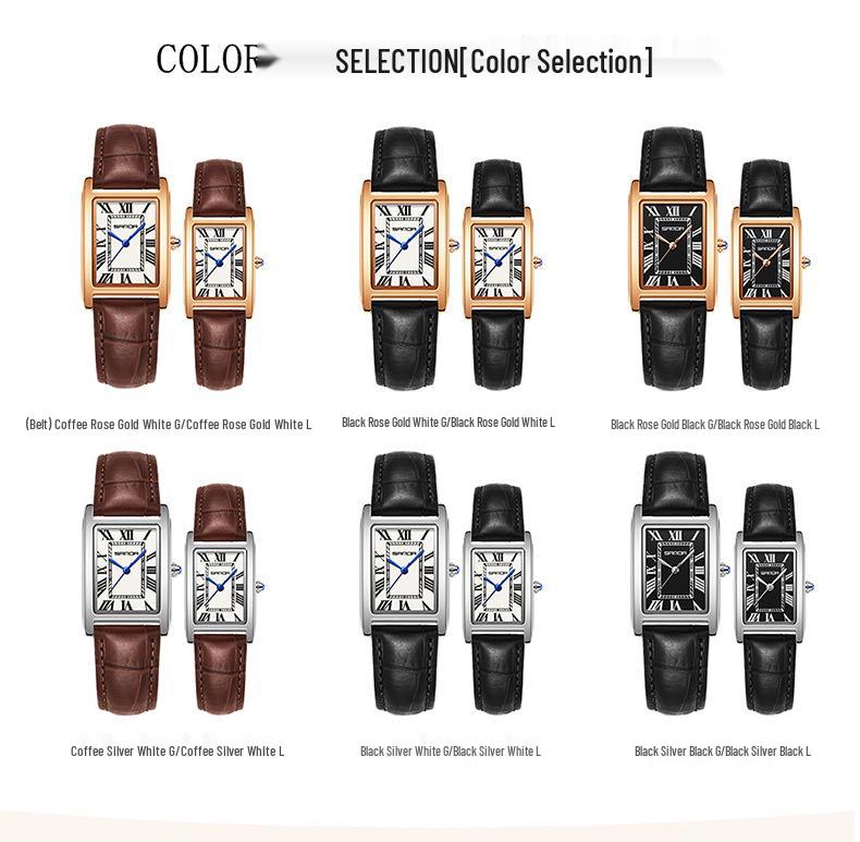 Orologi SANDA Quadrati Retro per Coppia - Eleganti, Impermeabili, al Quarzo, da Polso per Uomo e Donna
