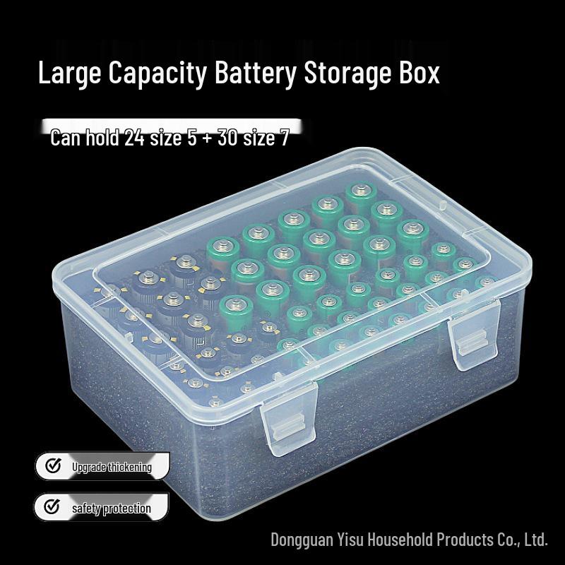 AA/AAA Battery Storage Box: Holds 24 AA & 30 AAA Batteries, Sizes 5 & 7