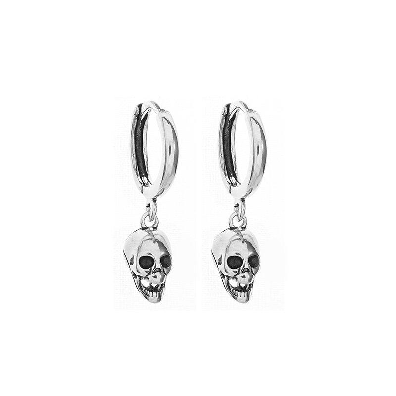 Orecchini Teschio Placcati Argento Orecchini Gotici Testa di Fantasma Ipoallergenici per Uomo e Donna Gioielli di Halloween Punk Rock di Tendenza