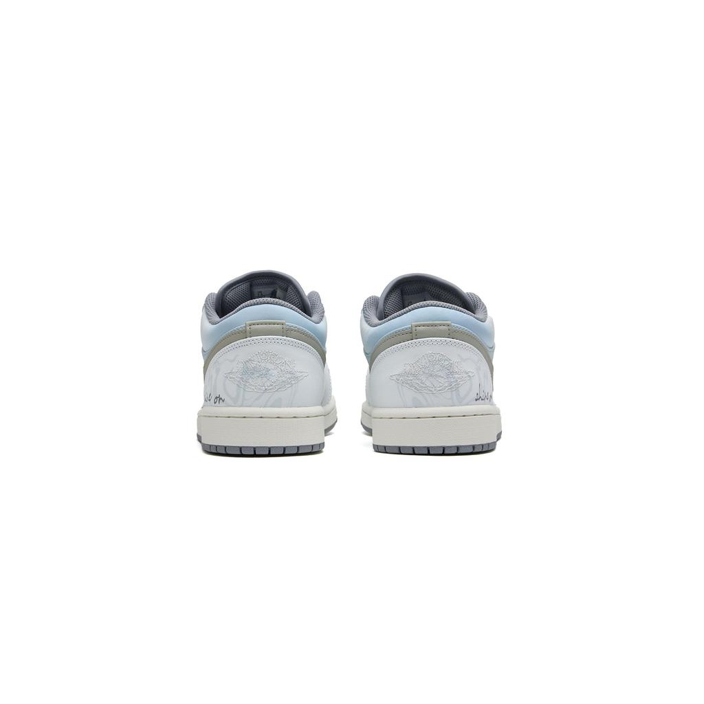 Jordan Air Jordan 1 Understated Old Money Style Low top Vintage Basketball Shoes Men's White Blue 553558-053(Team196-)