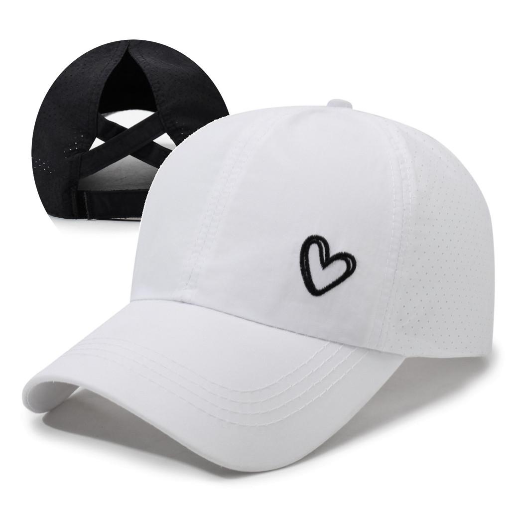 Baseball Cap Womens With Breathable And Cross Design Love Embroidery Heart