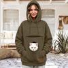 Unisex Langarm Kapuzenpullover mit Haustier-Tasche für Hund, Modischer Pullover