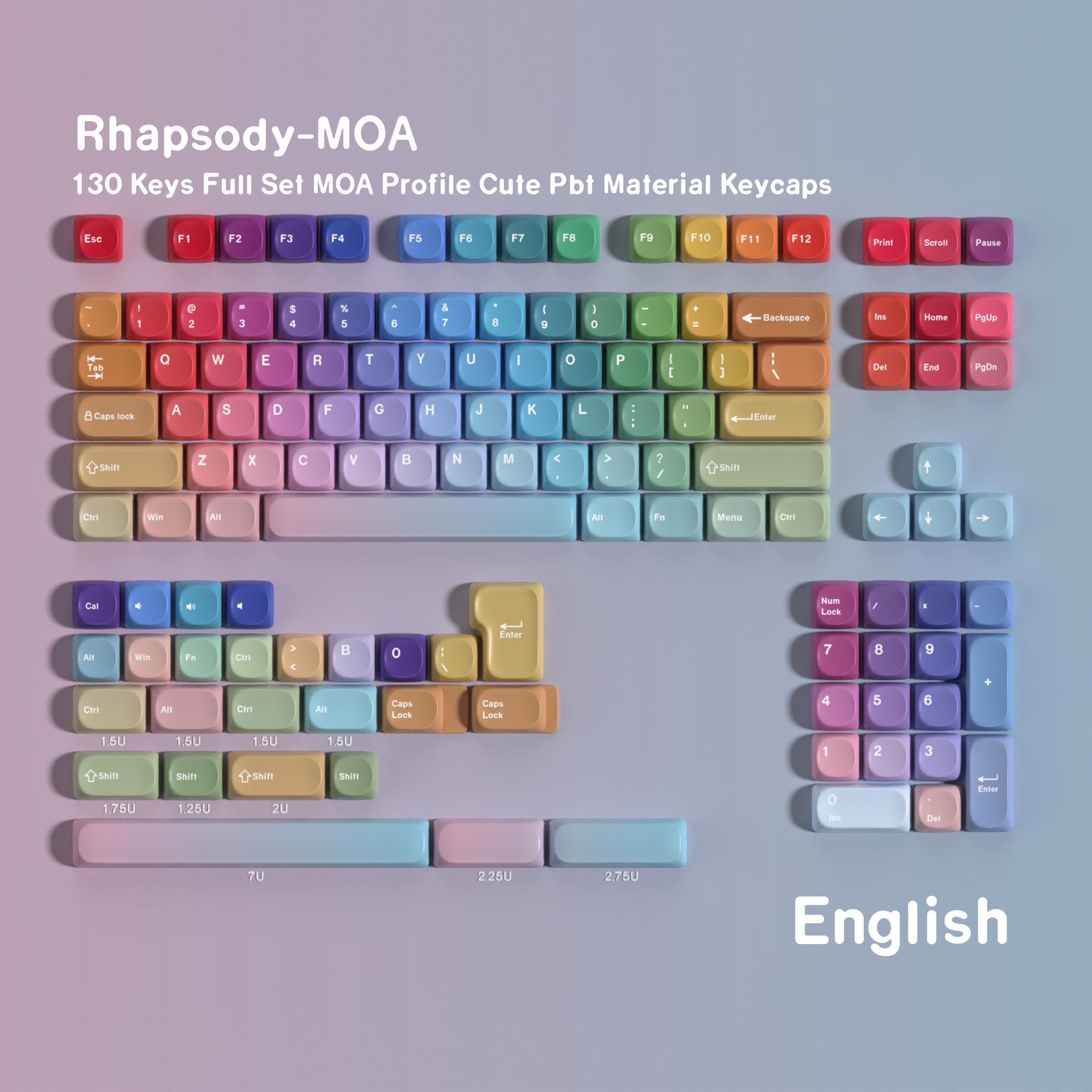 

MOA Fantasia Многоязычные PBT Keycaps с сублимационной печатью: Корейский, Немецкий, Французский, Испанский, Бразильский, Русский Фонетический, Cangjie