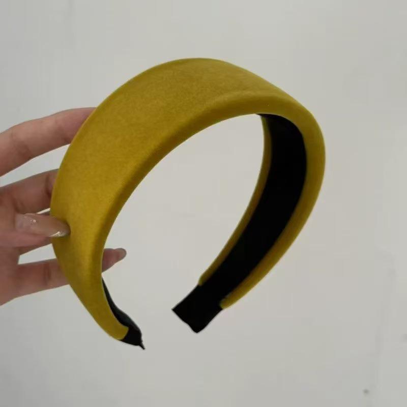 Retro French Wide Skull Top Sponge Headband for Women - Milk Coffee Color Hair Accessory