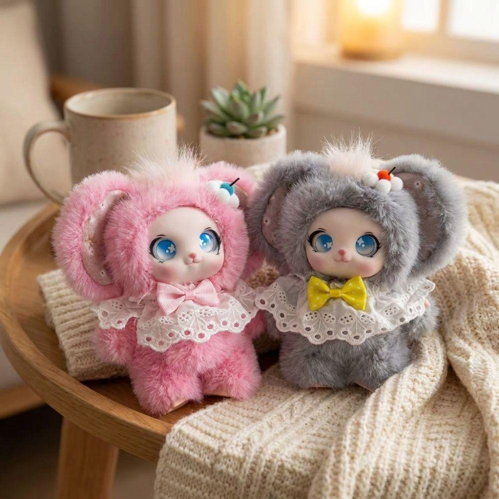 Big Ear Fluffy Bunny Bag Charm Bowknot‘ Vinyl Face Rabbit Pendant Plush Bunny Figure Party Favor