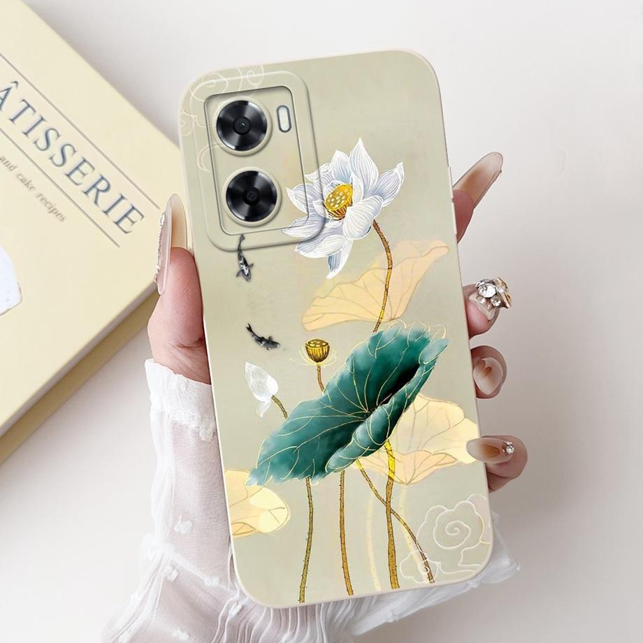 For Oppo A57 A57s A57e A77 A77s 4G Phone Case Oppo A77 5G A56s Back Cover Soft Liquid Silicone Pnada Rabbit Flower Cute Bumper