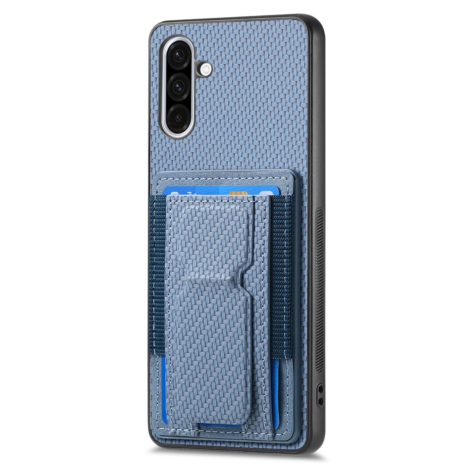

For Samsung Galaxy A36 5G Case with Card Holder Kickstand Fiber Pattern Leather Back Cover Green