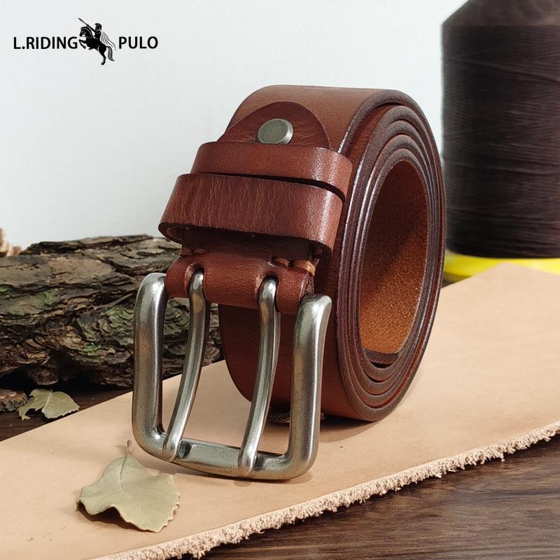 Hochwertiger Doppelsteg-Gürtel für Herren Echtes Leder Oberste Schicht Reine Rindsleder Retro Casual Gürtel