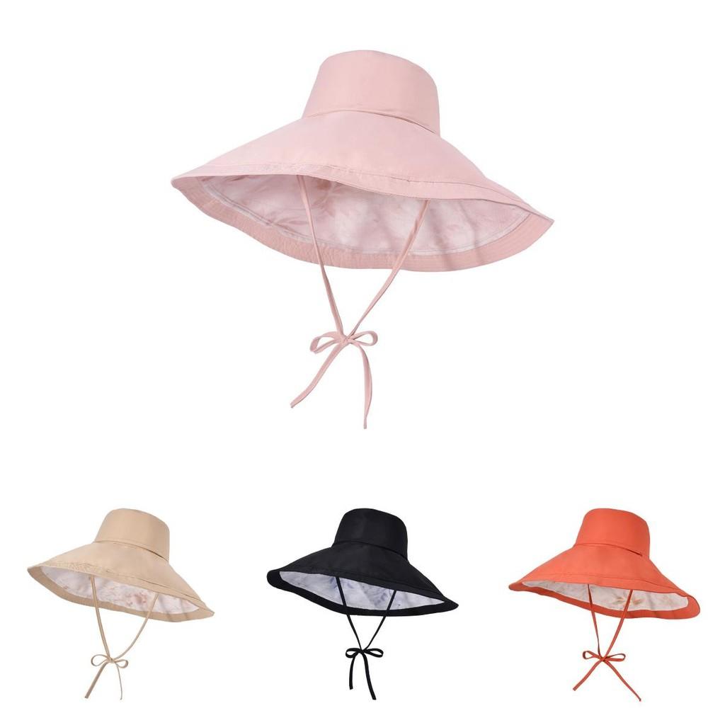 Polyester Wide Brim Sun Hat For Women Outdoor Uv Protection Summer Casual Fashion