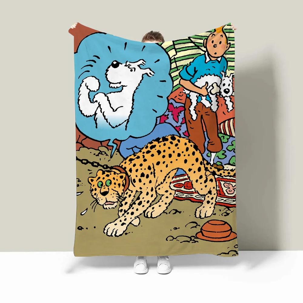 Tintins Kapuzendecke für Sofas, individuelle Decken, Charaktere, flauschig, kariert, Luxusbettwäsche, Bettüberwurf, Strandtuch, Heim und Dekoration