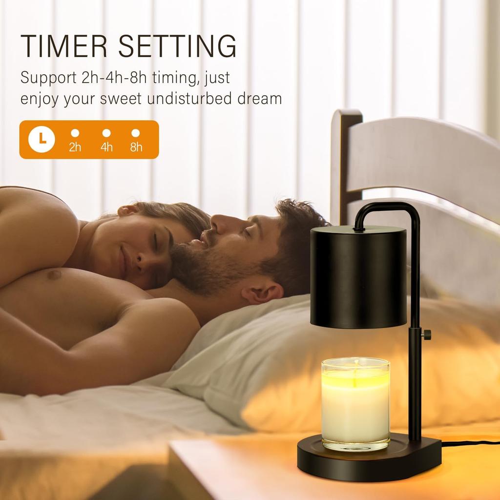 Candle Warmer Lamp Adjustable Height Dimmable with Timer Large Jar Candles Compatible - No Flame Scented Wax Warmer with 2 Bulbs - Mothers Day Gift -