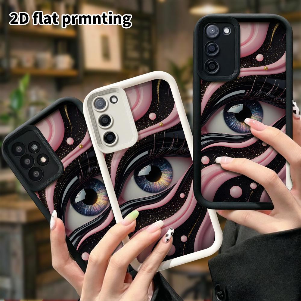 Phone case: 2D flat Samsung Galaxy A34 A35 M05 M06 S20 S22 S21 FE Plus 5G stepped protective case, close-up of eyes, Christmas and Halloween gifts