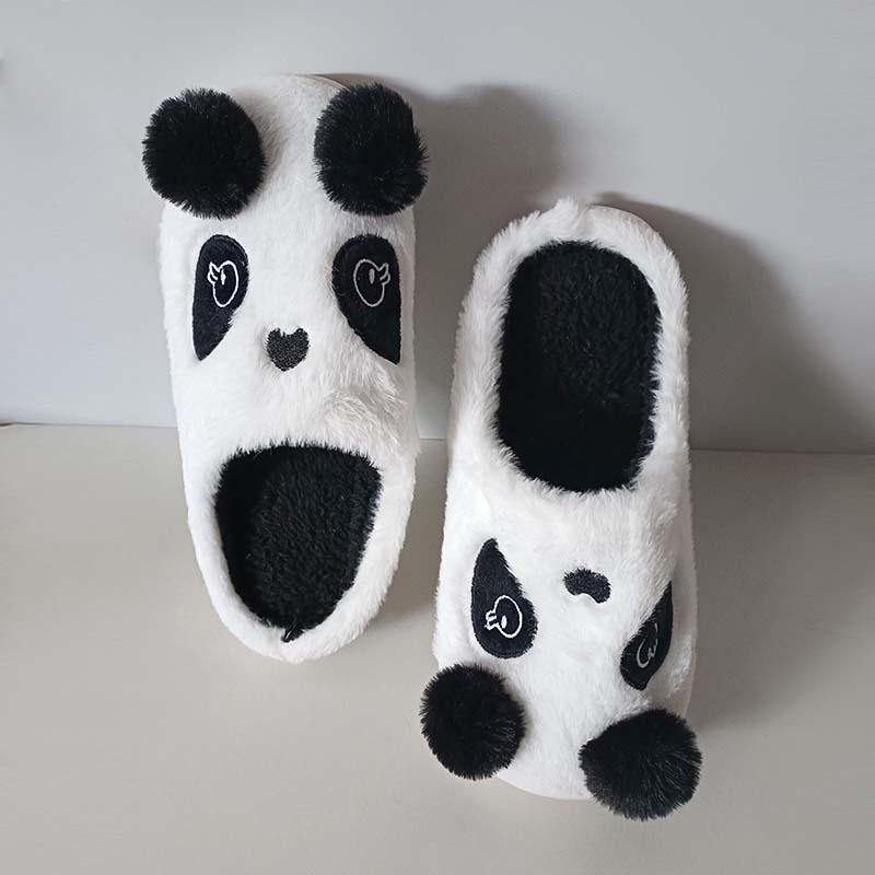 Söta Panda Plyschtofflor, Varma och Halkfria Inomhus Tecknade Bomullsskor för Höst och Vinter Hem