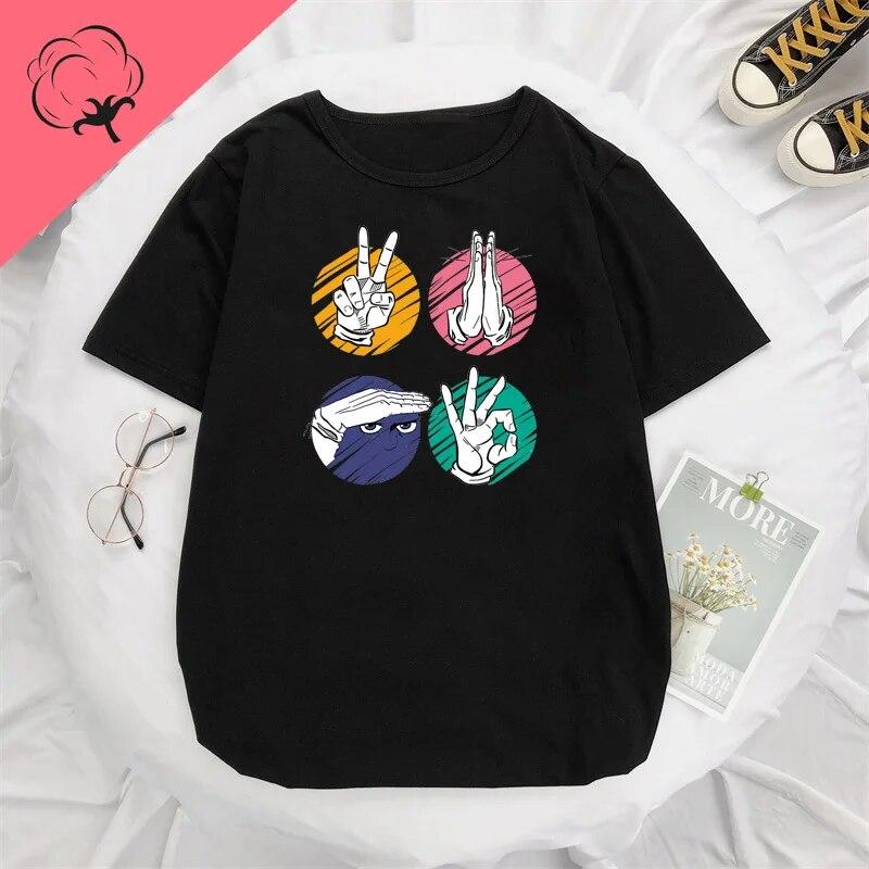 Kawaii Clothes Jojo Bizarre Adventure T Shirt Unisex Anime Tops Harajuku Unisexga Streetwear Unisex Casual Tee Ropa Hombre Masculinas