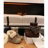 Leather Fluffy Snow Boots Women's Cotton Shoes Winter New Thick-soled Big-head Martin Boots Velvet Warm Boots