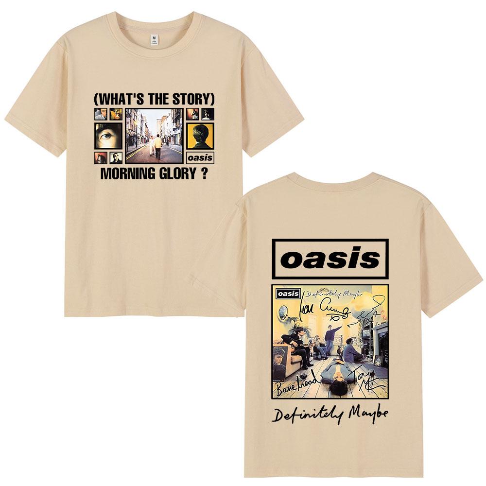 O-Oasis T-Shirts British Rock Band Vintage T-shirt Mens Clothing Cotton Casual Short Sleeve T Shirts Tops Streetwear Fans Gift