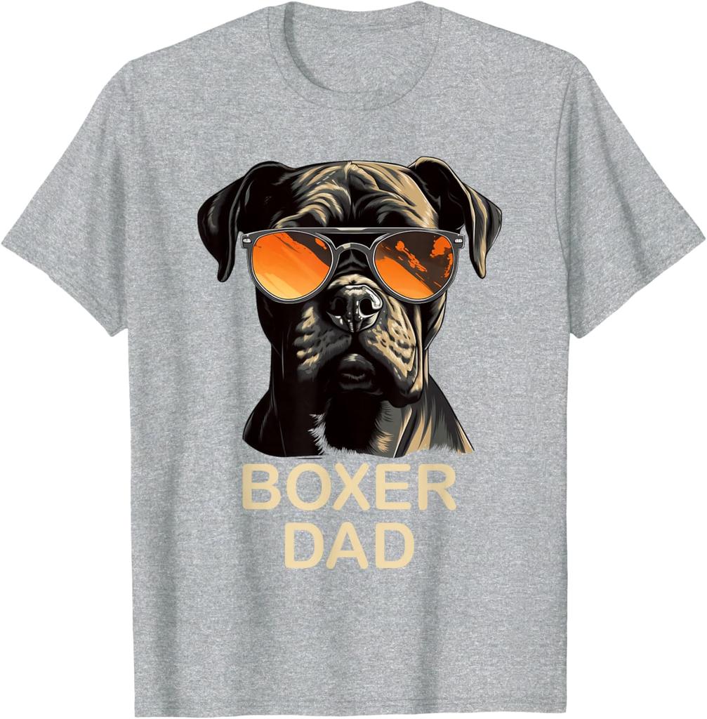 T-shirt Grafica Boxer Papà Cane con Occhiali da Sole Regalo Divertente per Proprietario di Boxer