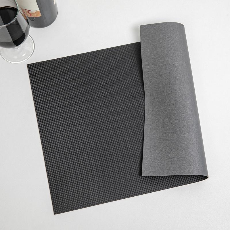 Popular hot-selling leather placemat thermal insulation mat dining table vegetable mat coaster carbon fiber cloth pattern lychee pattern