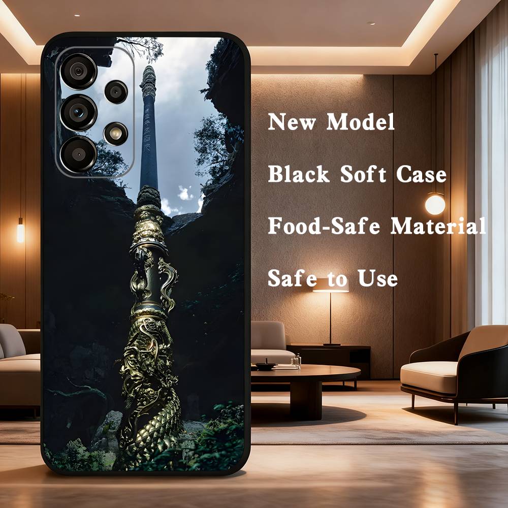 

Black Myth Wukong Case For Samsung Galaxy A73,52,71,53,32,72,41,J7,22,Note,31,8,9,Soft Black Silicone Cover SamsungA30S