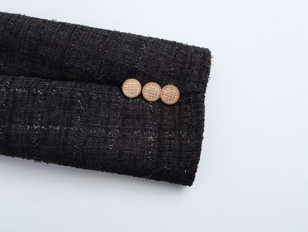 Palton Slim Tweed Stil European și American pentru Femei Toamnă 2024