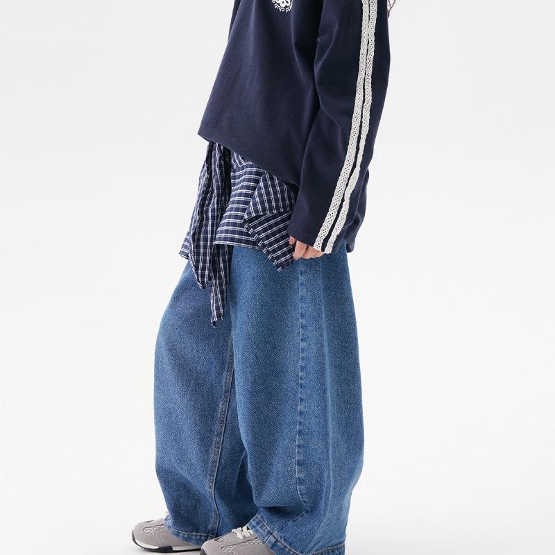 2025 Autumn Retro Loose High Street Straight Wide-Leg Jeans