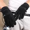 Warm gloves Men's cold-proof pigskin piled and thickened knitted Luokou outdoor riding touch screen autumn and winter leather gloves