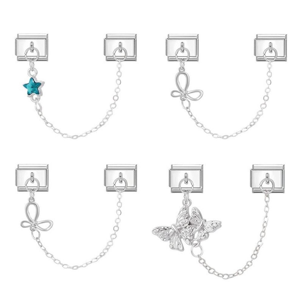 Double Chain Bracelet Charms Fit 9mm Bracelet Stainless Steel Charm Bracelet Link Spliceable DIY Making DIY Bracelet Kit