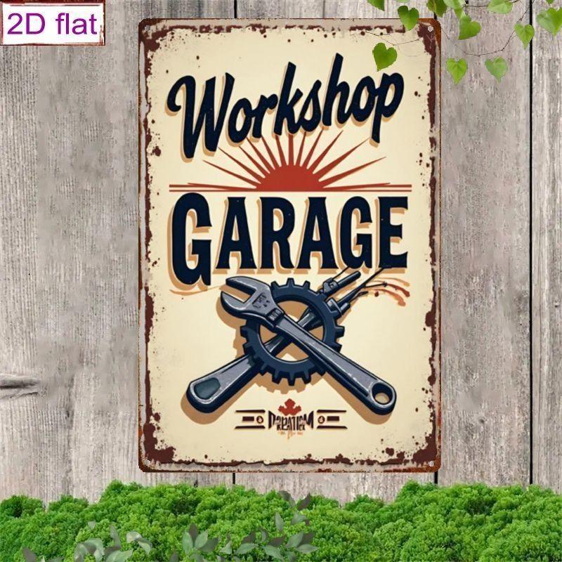 Vintage Garden Tools Metal Painting for Balcony Garage & Garden Decor