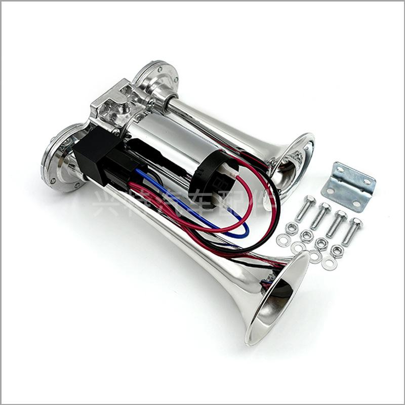 12V/24V Dual Trumpet Electric Car Horn with Integrated Compressor
