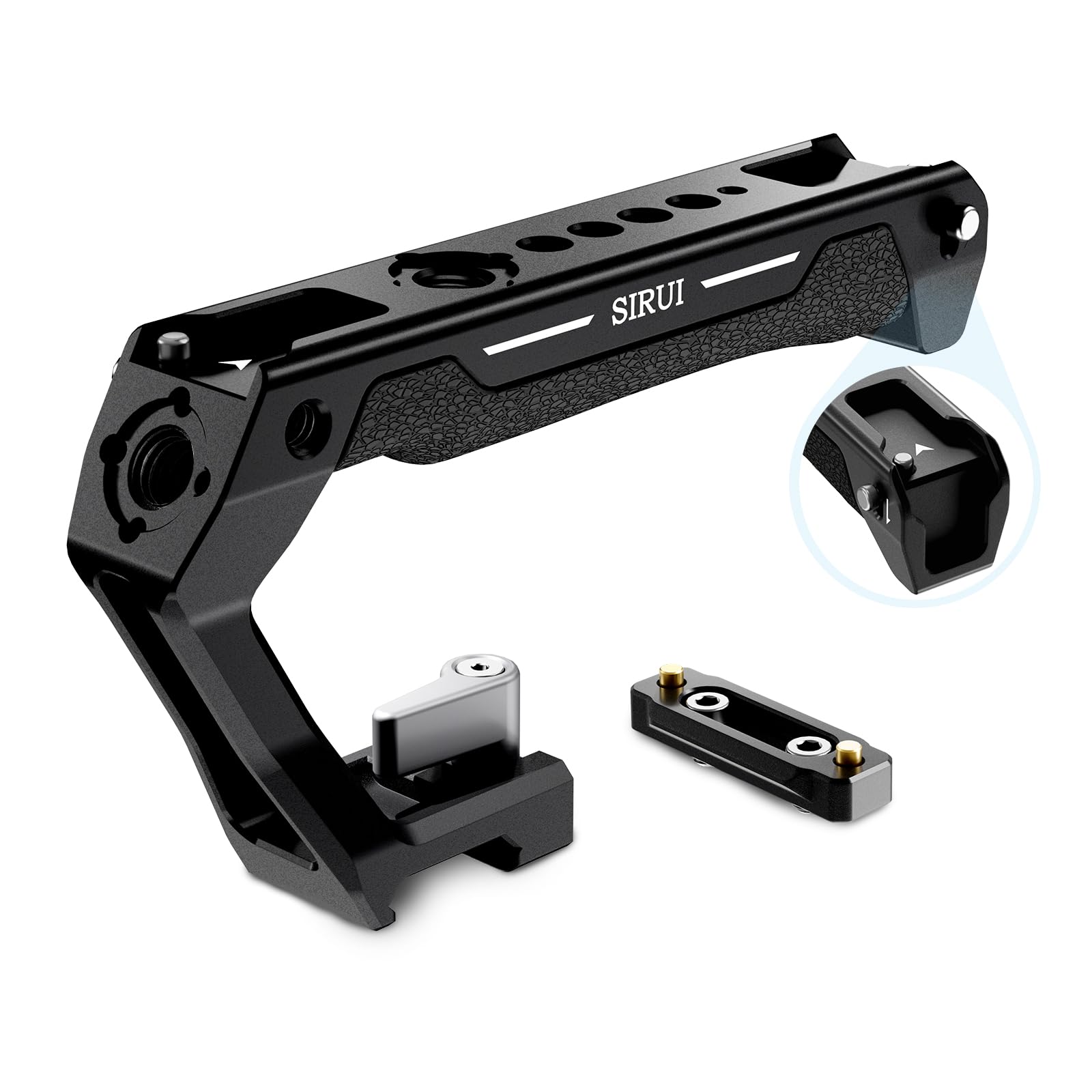 

SIRUI NATO Top Lightweight Silicone Grip Top Handle with NATO Rail for Camera Universal Top Handle with Cold Thread and Arri Positioning Handle, Cage, чорний