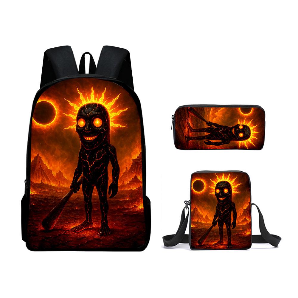 High-end Ice Plus fire Soccerly Foot Ball 3D Design 3pcs/Set Learner Bags Everyday Laptop Knapsack Backpack Sling Carry Tote Pencil Pouch