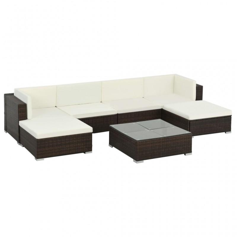 Day and Night - Day and Night 7-piece Garden Furniture Set and Brown Synthetic Rattan Cushions