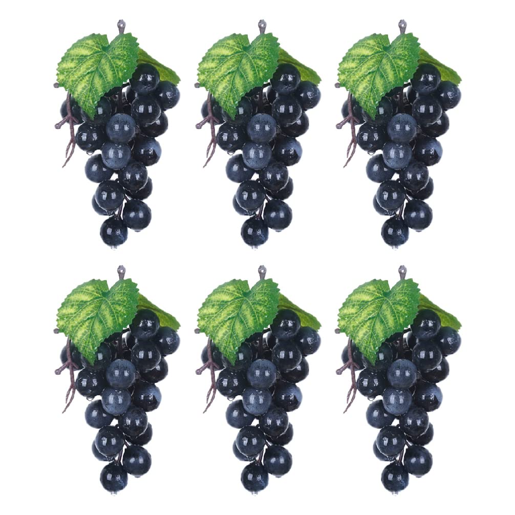 

NUOLUX Grape Food Fake Artificial Grape Photography Display Fruit Shop Bookshelf Car Dashboard Birthday Miscellaneous Set of 6 Purple Samples, Grapes, чорний