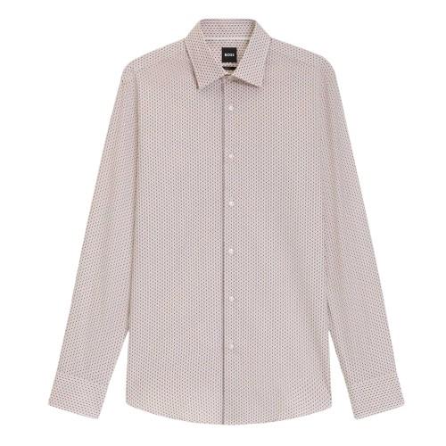 BOSS Mens Geometric Point Collar Regular Shirt