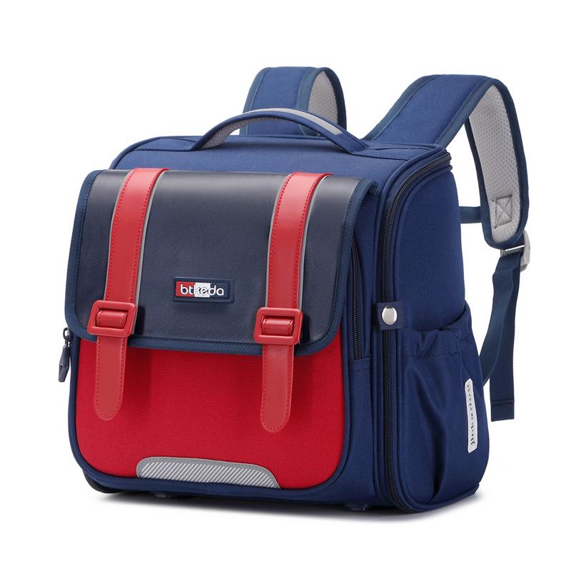 British-Style Lightweight Backpack for Elementary Students: 1-4 Grades, Spine Protection, Large Capacity